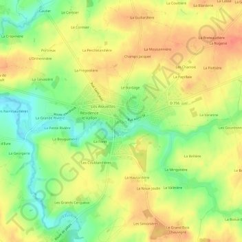 Mapa topográfico Jallais, altitud, relieve