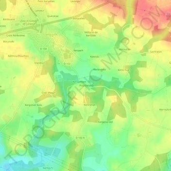 Mapa topográfico Poul Fetan, altitud, relieve