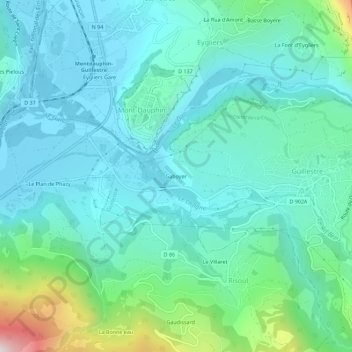 Mapa topográfico Gaboyer, altitud, relieve