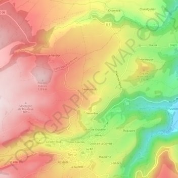Mapa topográfico Serre-Haut, altitud, relieve