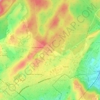 Mapa topográfico Les Planches, altitud, relieve