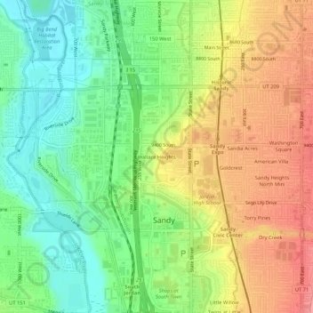 Mapa topográfico Wallace Heights, altitud, relieve