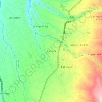 Mapa topográfico La Victoria, altitud, relieve