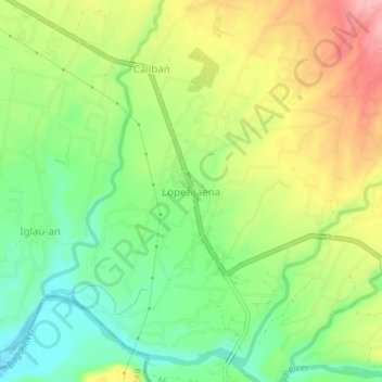 Mapa topográfico Lopez Jaena, altitud, relieve