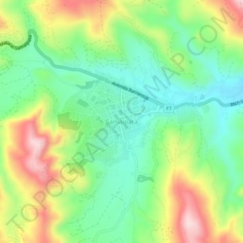 Mapa topográfico Samaipata, altitud, relieve
