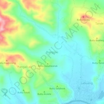 Mapa topográfico Banggae, altitud, relieve