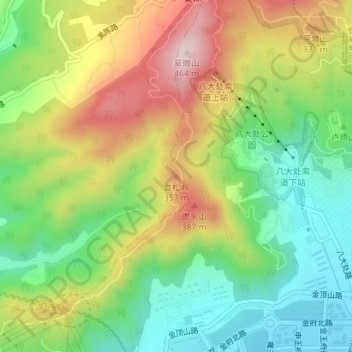 Mapa topográfico Pine Peak, altitud, relieve