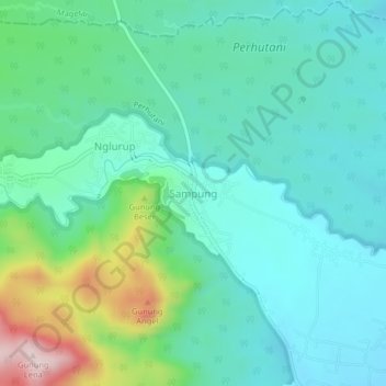 Mapa topográfico Sampung, altitud, relieve