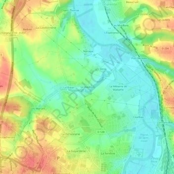 Mapa topográfico Le Patillou, altitud, relieve