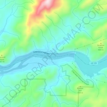 Mapa topográfico Tallassee, altitud, relieve