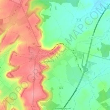 Mapa topográfico Montigny-le-Roi, altitud, relieve