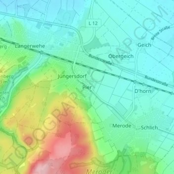 Mapa topográfico Pier, altitud, relieve