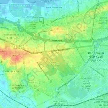 Mapa topográfico City Moukoudi Ahmed, altitud, relieve