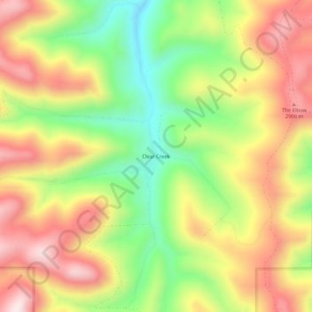 Mapa topográfico Clear Creek, altitud, relieve