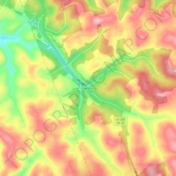 Mapa topográfico Bacchus, altitud, relieve