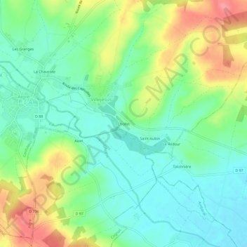 Mapa topográfico Chollet, altitud, relieve