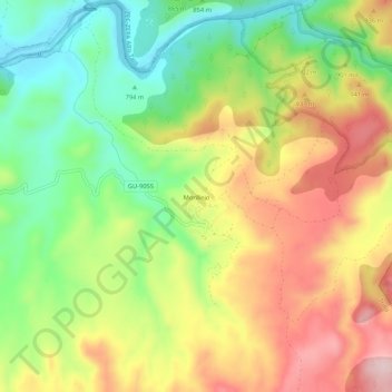 Mapa topográfico Morillejo, altitud, relieve