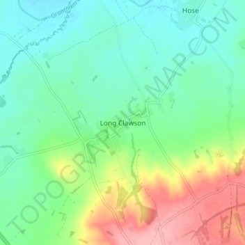 Mapa topográfico Long Clawson, altitud, relieve