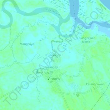 Mapa topográfico Barangay I, altitud, relieve