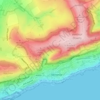 Mapa topográfico Littleton Down, altitud, relieve