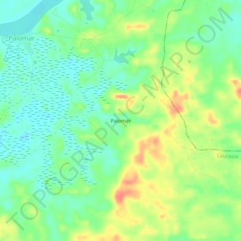 Mapa topográfico Palomar, altitud, relieve