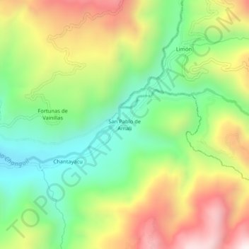 Mapa topográfico San Pablo de Amali, altitud, relieve
