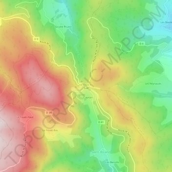 Mapa topográfico La Croix du Sud, altitud, relieve