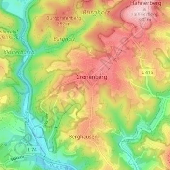 Mapa topográfico Unterkirchen, altitud, relieve