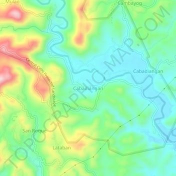 Mapa topográfico Cabadiangan, altitud, relieve