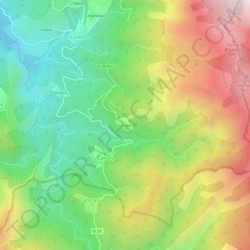 Mapa topográfico Loriani, altitud, relieve
