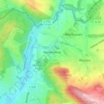 Mapa topográfico Waldemeine, altitud, relieve