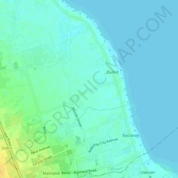 Mapa topográfico Gulod, altitud, relieve