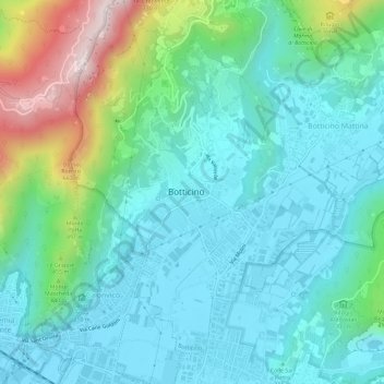 Mapa topográfico Botticino Sera, altitud, relieve