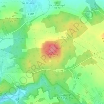 Mapa topográfico Wagenberg, altitud, relieve