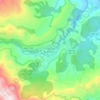 Mapa topográfico Passagem de Mariana, altitud, relieve