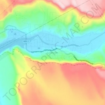 Mapa topográfico La Misión, altitud, relieve