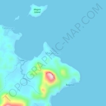 Mapa topográfico Macatunao, altitud, relieve