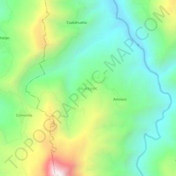 Mapa topográfico Huitepec, altitud, relieve