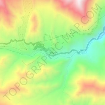 Mapa topográfico Lamayuru, altitud, relieve