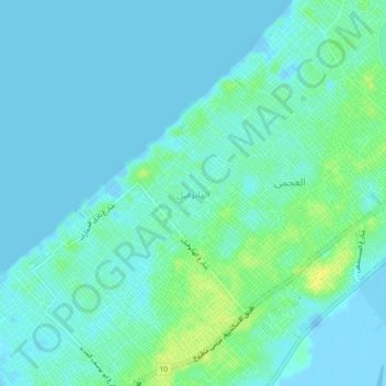 Mapa topográfico Al Hanuvil, altitud, relieve