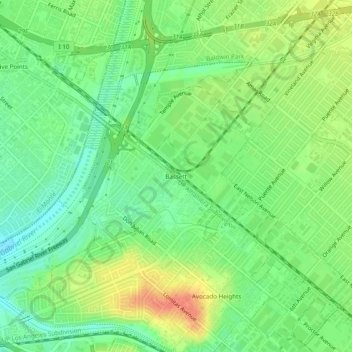 Mapa topográfico Bassett, altitud, relieve