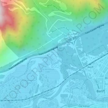 Mapa topográfico Vermilion Lakes, altitud, relieve