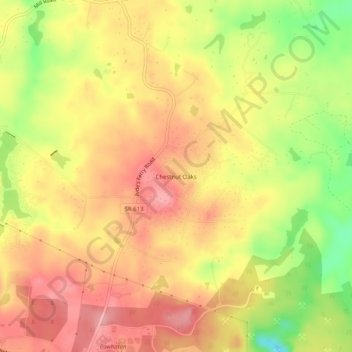 Mapa topográfico Chestnut Oaks, altitud, relieve