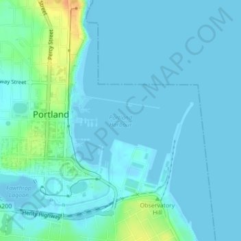 Mapa topográfico Portland Harbour, altitud, relieve