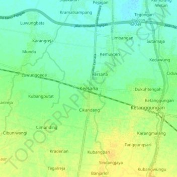 Mapa topográfico Kersana, altitud, relieve