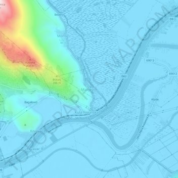 Mapa topográfico Matijevići, altitud, relieve