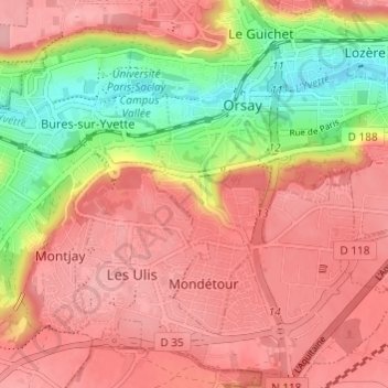 Mapa topográfico La Boissière, altitud, relieve