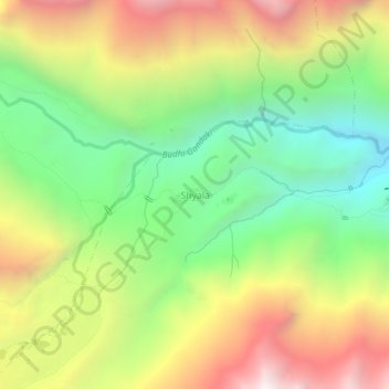 Mapa topográfico Shyala, altitud, relieve