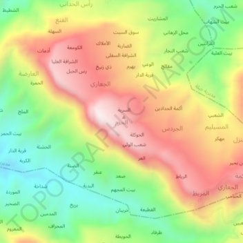 Mapa topográfico Al Haram, altitud, relieve