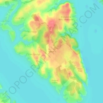 Mapa topográfico Swann, altitud, relieve